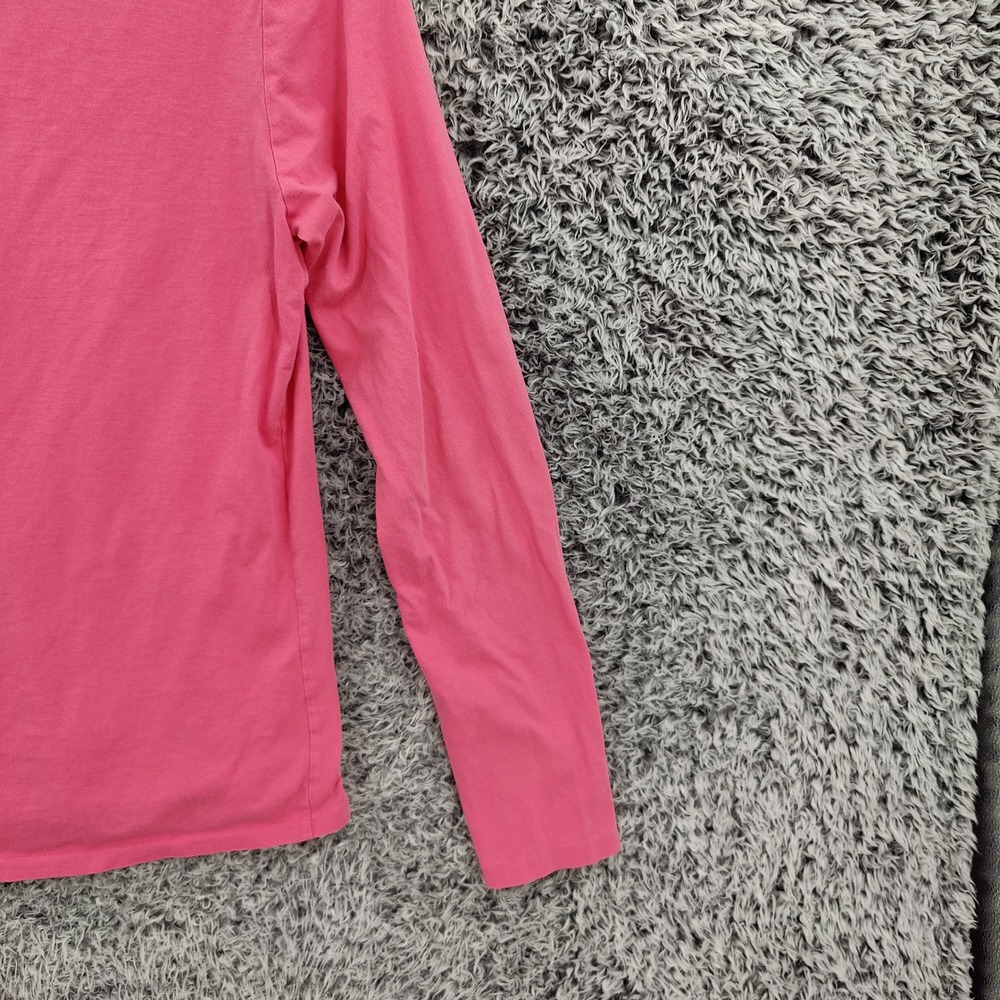 Ralph Lauren Sport Womens Preppy V-Neck Long Sleeve Tee L Pink Pima Cotton Pony - Picture 14 of 15